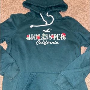 green hollister floral hoodie